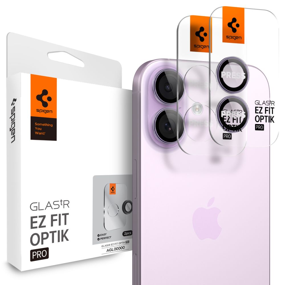 Spigen Optik Pro GLAS.TR EZ FIT Kamera Cover 2-pakke til iPhone 16 / 16 Plus / 17 - Purple