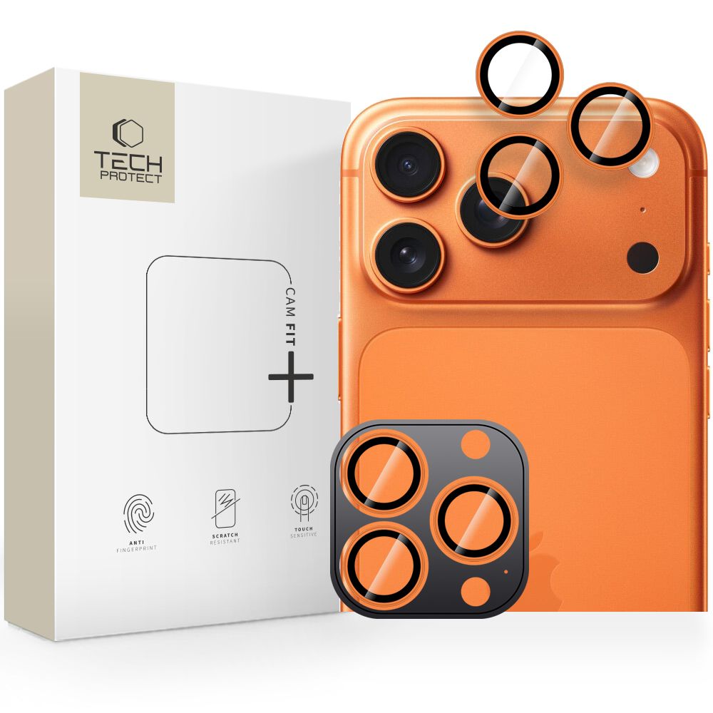 Tech-Protect Camring Fit+ Kamera Cover til iPhone 14 Pro / Max / 15 Pro / Max / 16 Pro / Max / 17 Pro / Max - Orange
