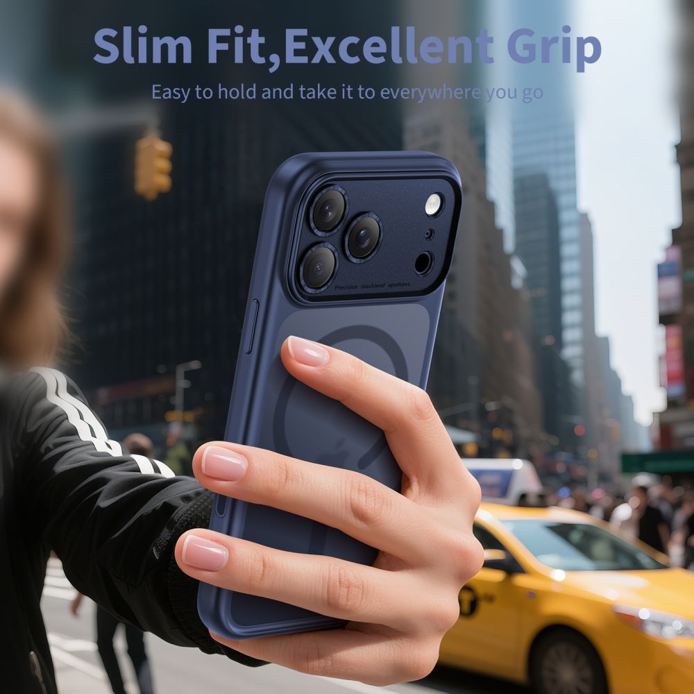 Tech-Protect Magpeak Magsafe CC Case til iPhone 17 Pro Max - Matte Navy Blue