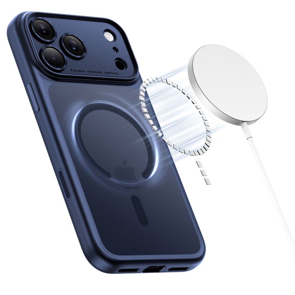Tech-Protect Magpeak Magsafe CC Case til iPhone 17 Pro - Matte Navy Blue