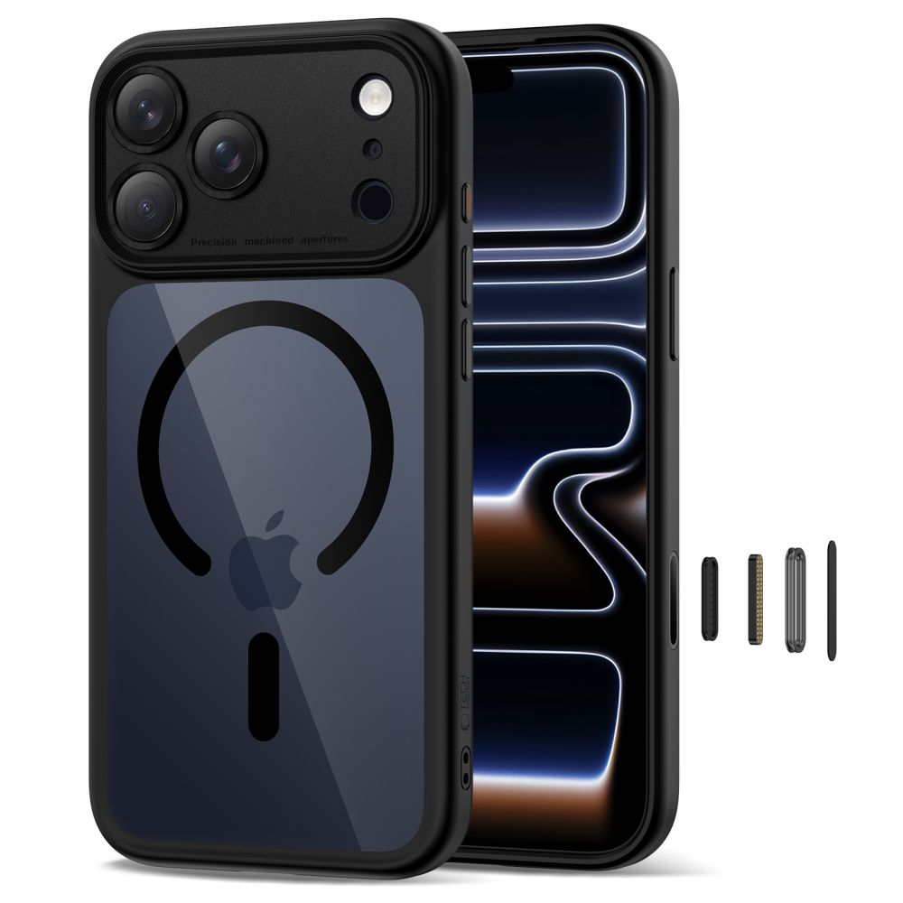 Tech-Protect Magpeak Magsafe CC Case til iPhone 17 Pro Max - Clear Black