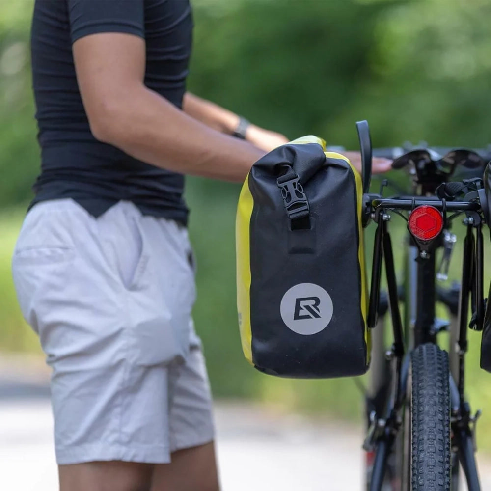 Rockbros AS-003-1Y vandtæt cykeltaske med skulderrem, monteret foran/bagsiden, 10-14l - gul