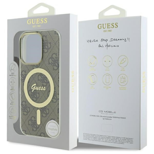 Guess IML 4G MagSafe-fodral til iPhone 16 Pro - brun