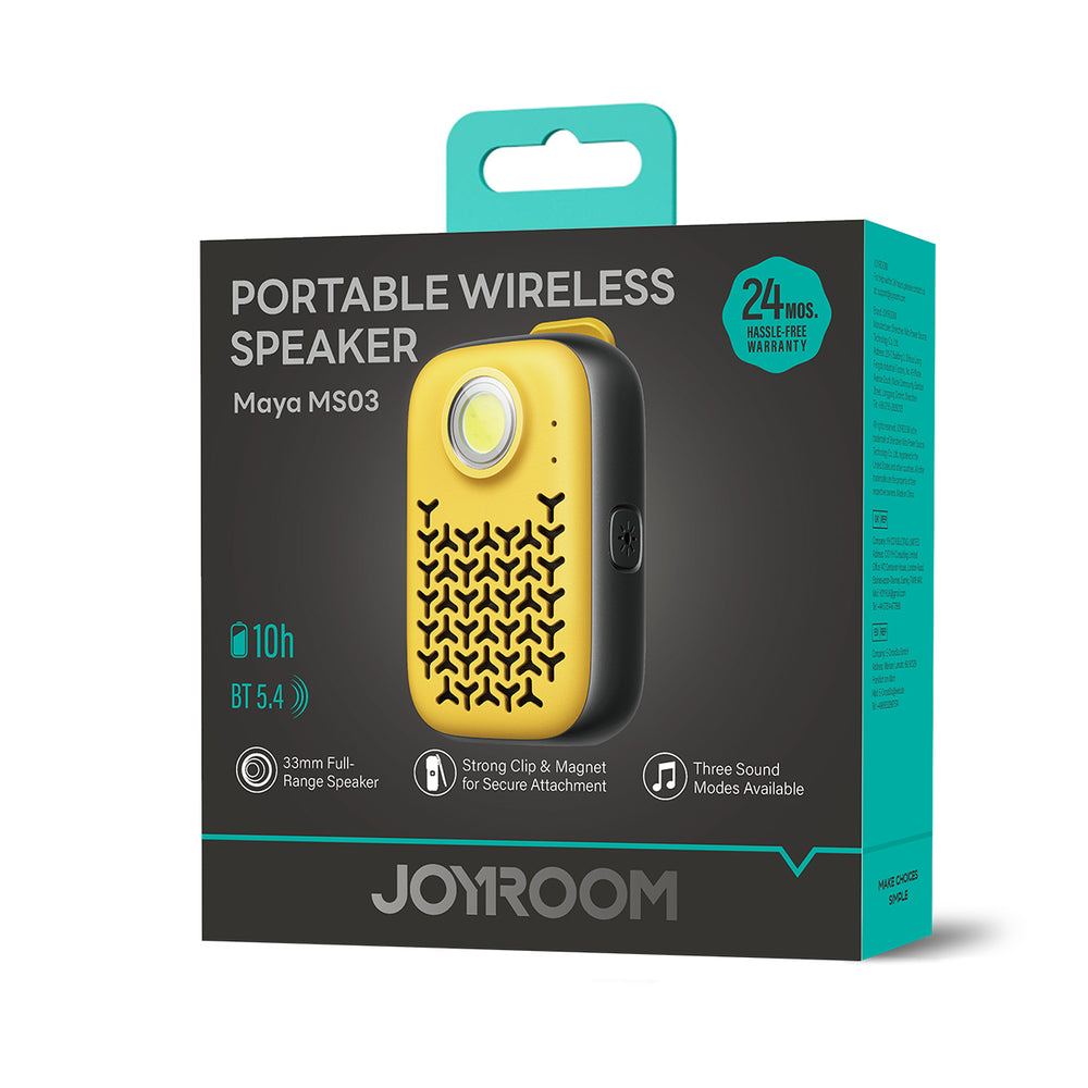 Joyroom Maya JR-MS03 bærbar Bluetooth-højttaler med indbygget lommelygte, resistent - gul