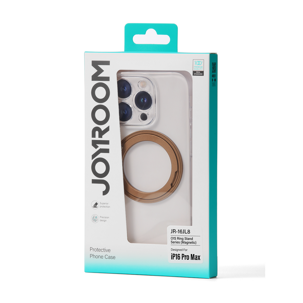 Joyroom JR-16JL6 iPhone 16 Pro Ultra-Thin MagSafe Kompatibel Case med 360° Ring Stand - Guld