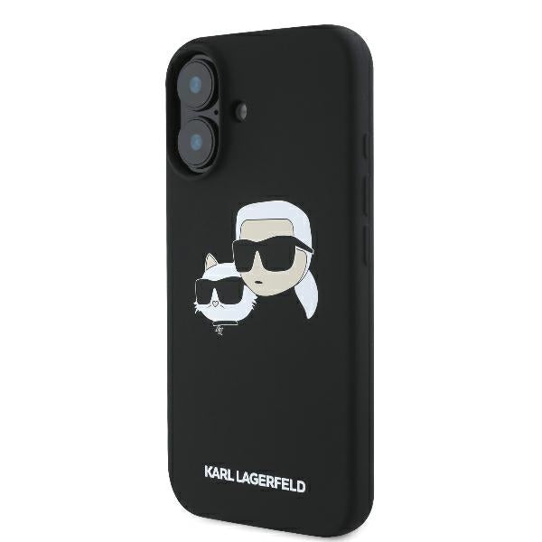 Karl Lagerfeld Silicone Nauble Heads Print MagSafe Case til iPhone 16 - sort