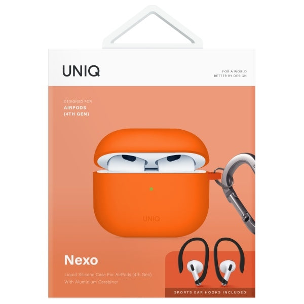 Uniq Nexo AirPods 4 + Ear Hooks Silicone-kasse - orange