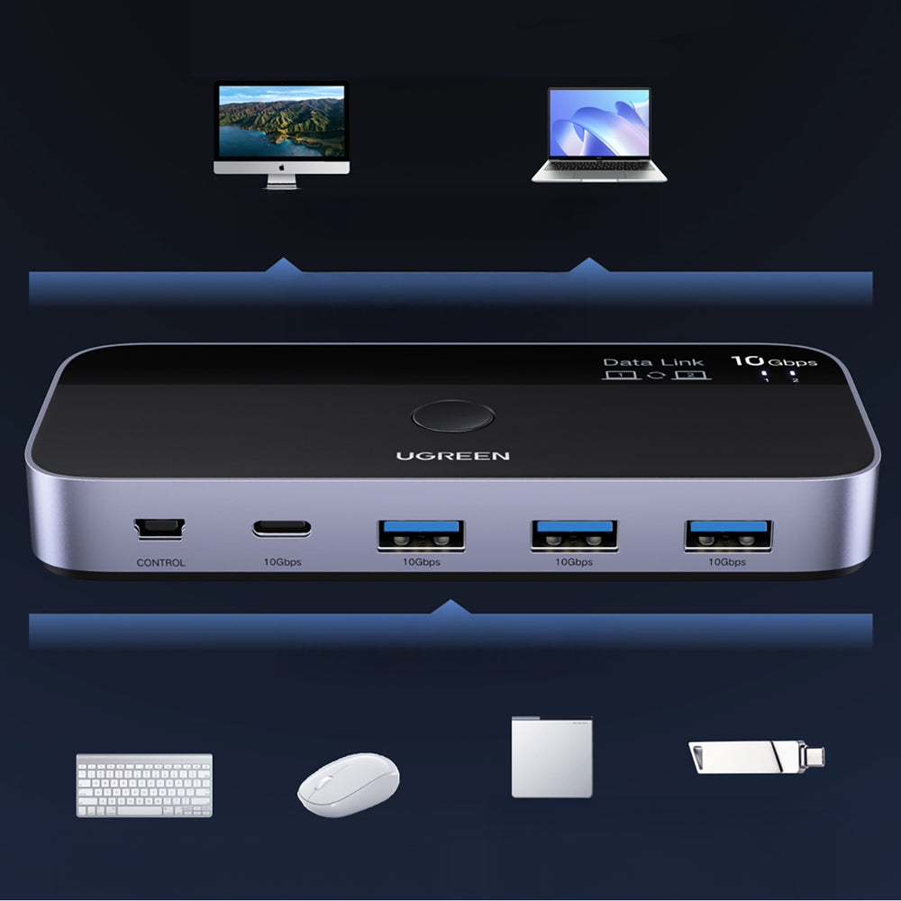 Ugreen switch USB-C USB-A 10Gb/s - grå