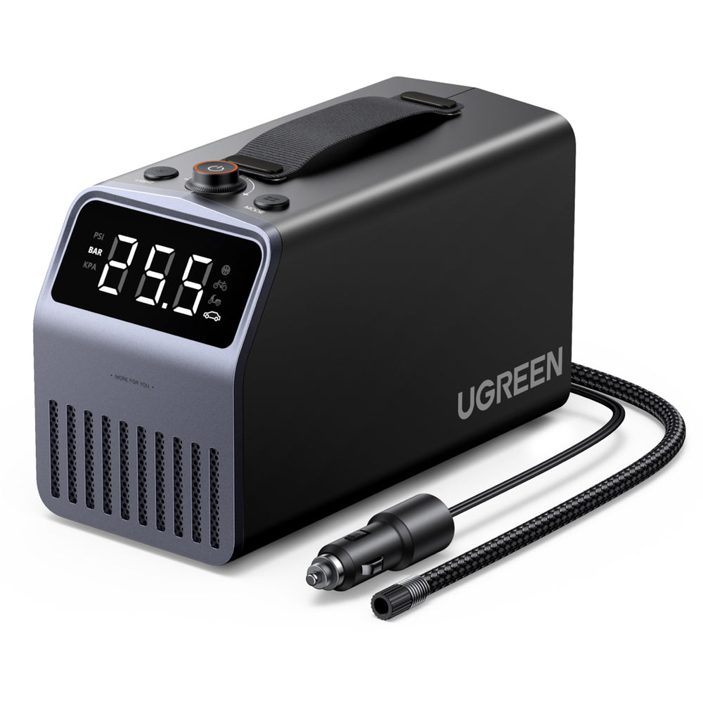 Ugreen 150 PSI 12V elektrisk bildækpumpe med digital skærm - Grå
