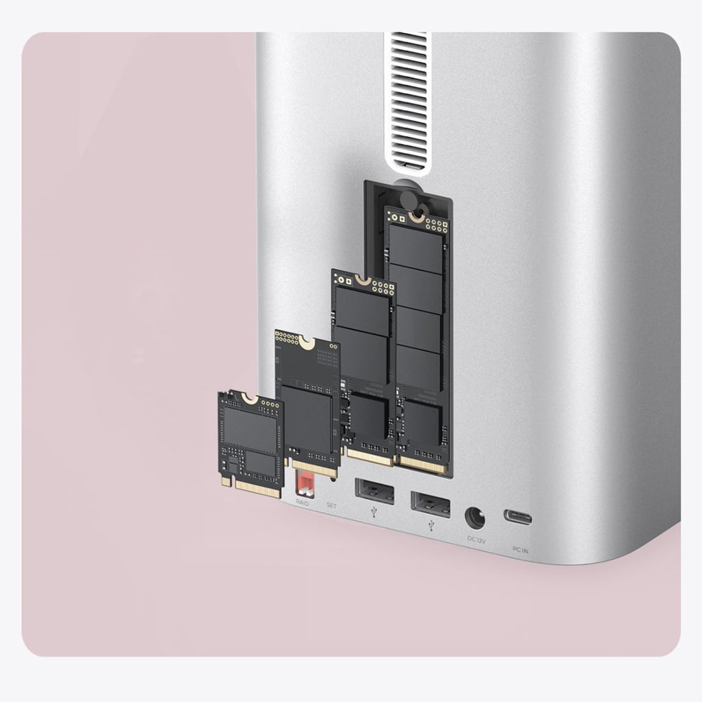Orico MiniTower Docking Station with Hard Drive Bays for up to 56TB - Silver