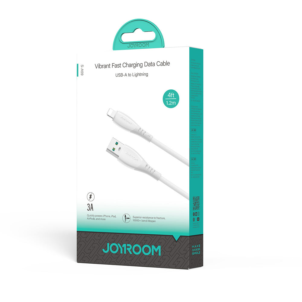 Joyroom S-A59 Vibrant serie 3A USB-A - Lightning kabel 1,2 m - hvid