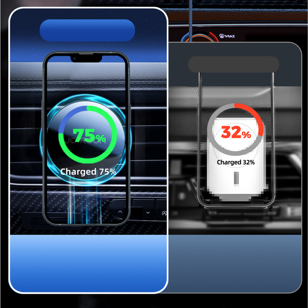 Joyroom biltelefonholder med Qi 15W induktiv oplader (MagSafe-kompatibel) til luftventil, sølv (JR-ZS291)