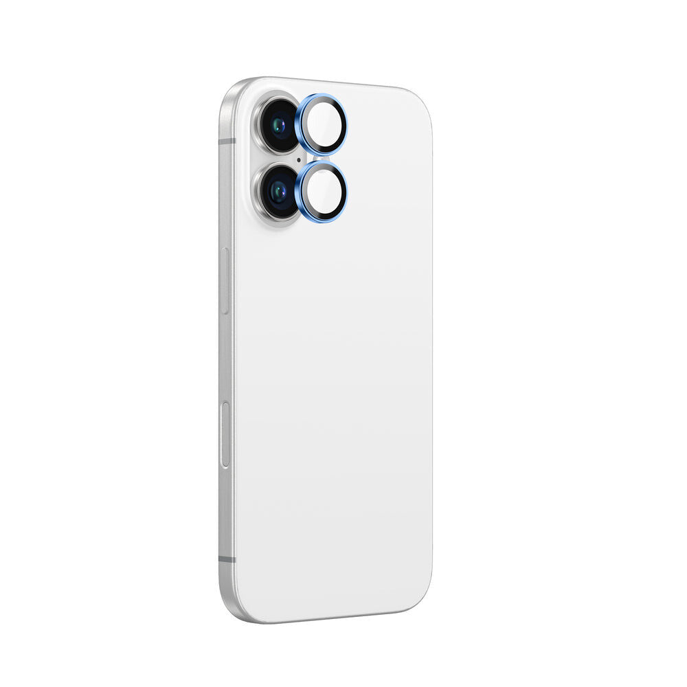 AmazingThing AR Aluminium 2 Linser Glas med Kameralinseramme til iPhone 16 / 16 Plus - Blå