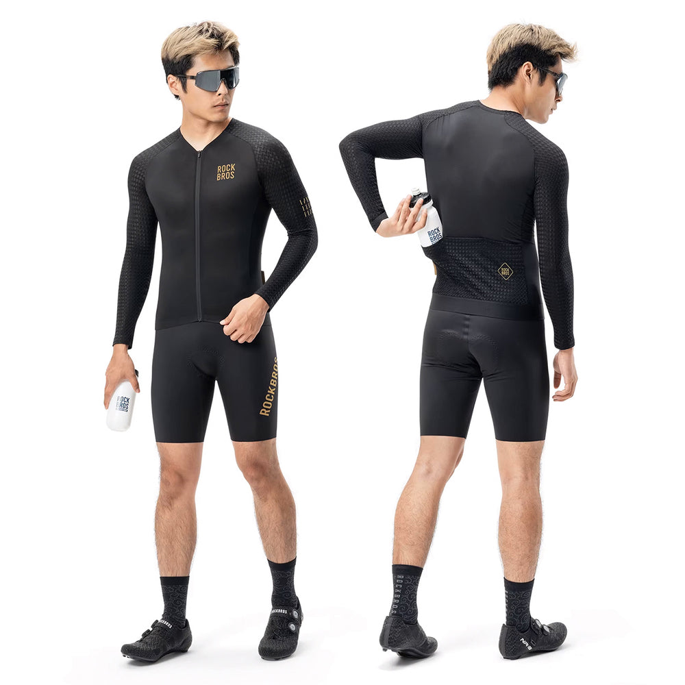Rockbros YDCX008 Diamond Long Sleeve Cycling Jersey størrelse XXL - sort