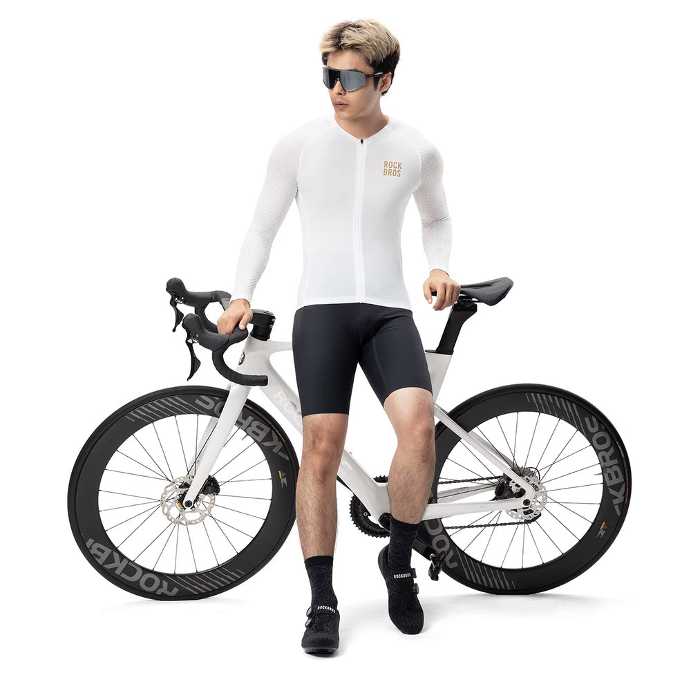 Rockbros YDCX008 Diamond Long Sleeve Cycling Jersey størrelse XL - hvid