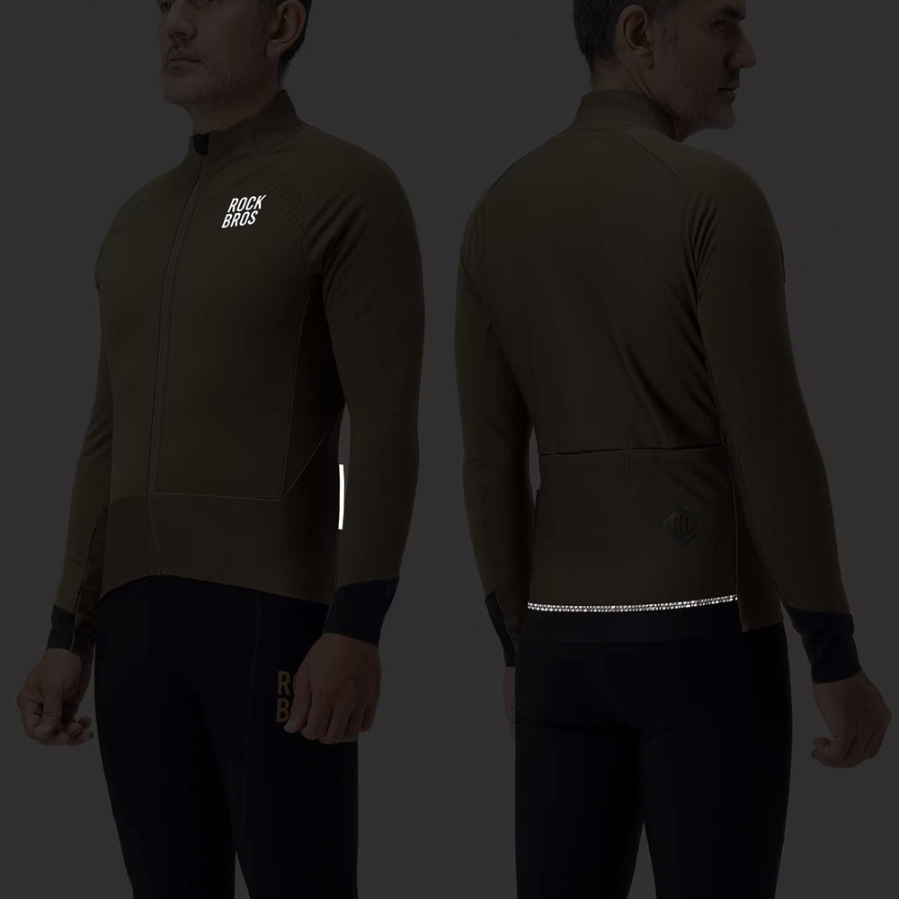 Rockbros YDWT014 Vinter Fleece Dobbeltlag cykeljakke størrelse XL - Grøn