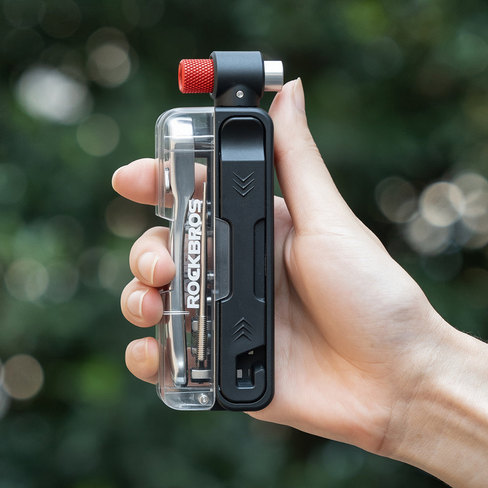 Rockbros Multitool Bike Tool Set med CO2-pumpe og ratchetnøgle - sort