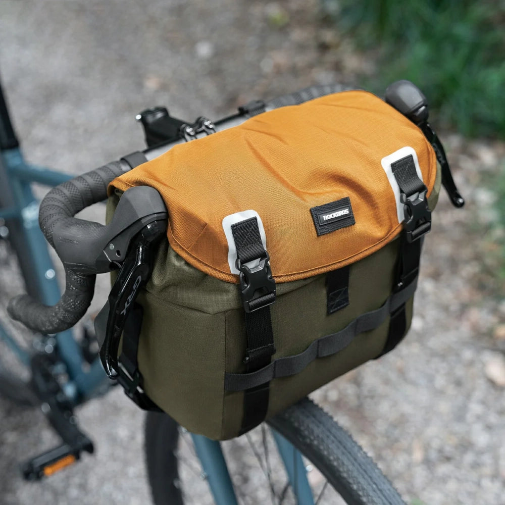 Rockbros W019 Handlebar Bike Bag 13.5-24L - Green-Orange