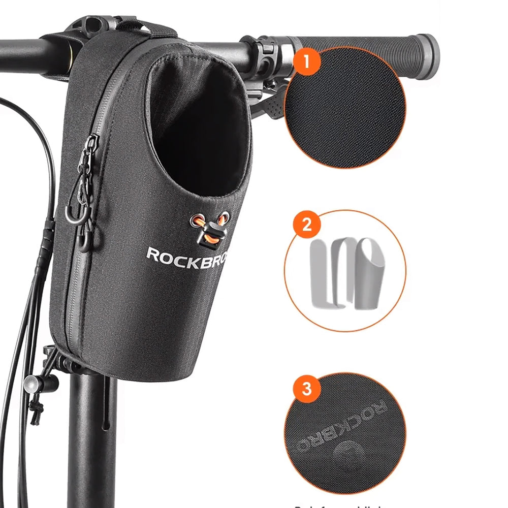 Rockbros P002 Handlebar Bag Compatible with Scooters and Folding City Bikes 1.5L - Black