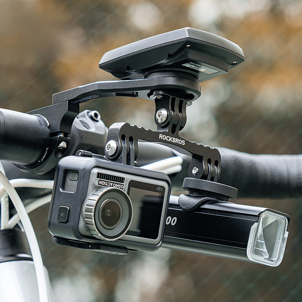 Rockbros FK-301 2-i-1 Styrbeslag til Cykelcomputer/Navigator og Kamera/Lys - Sort