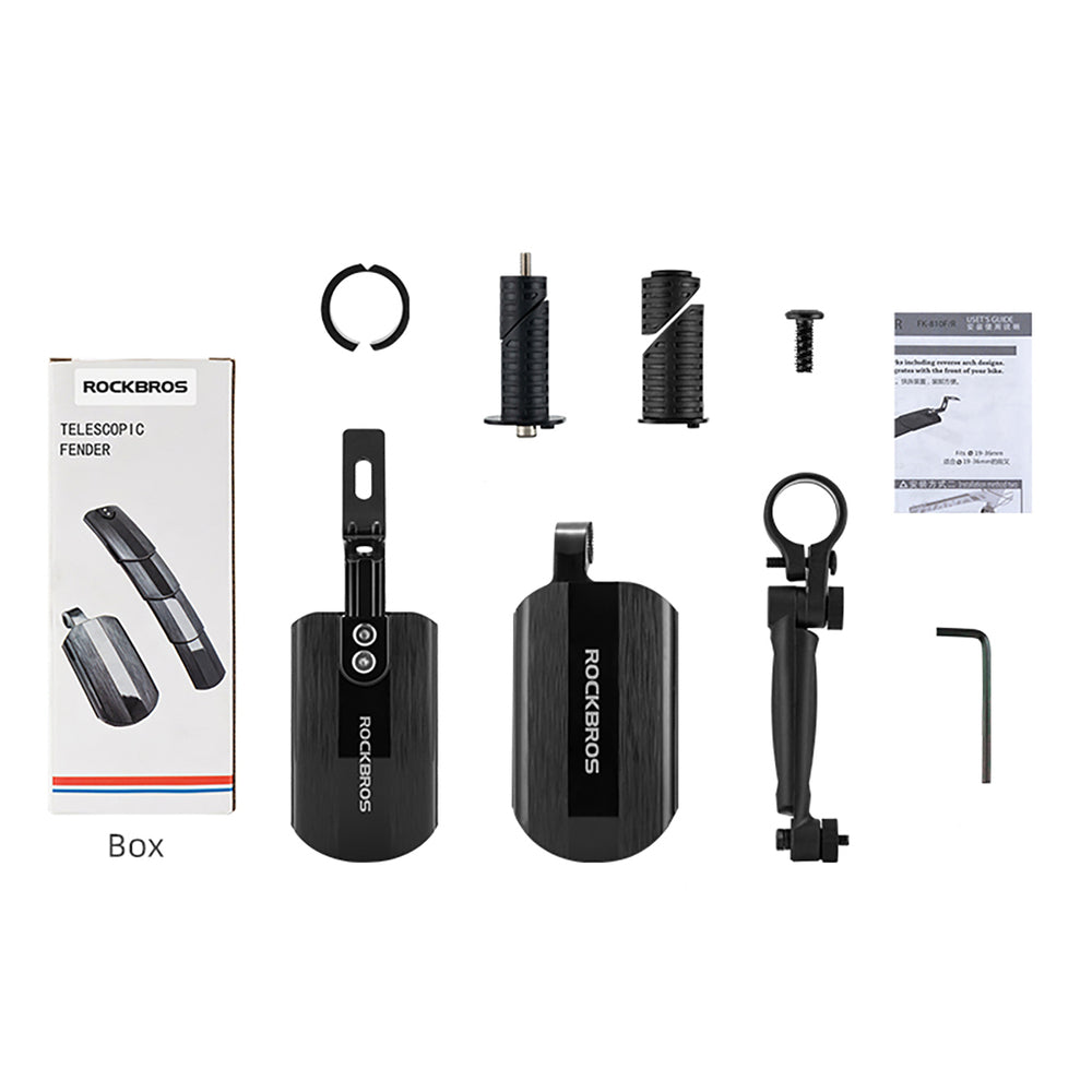 Rockbros FK-810 Folding Telescopic Bicycle Fender Set - Black