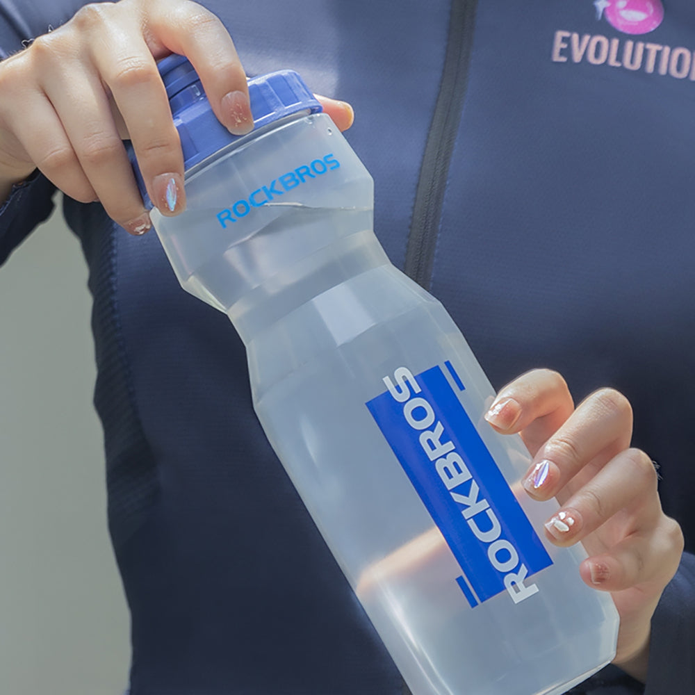 Rockbros 750 ml cykelflaske - gennemsigtig med blå mundstykke