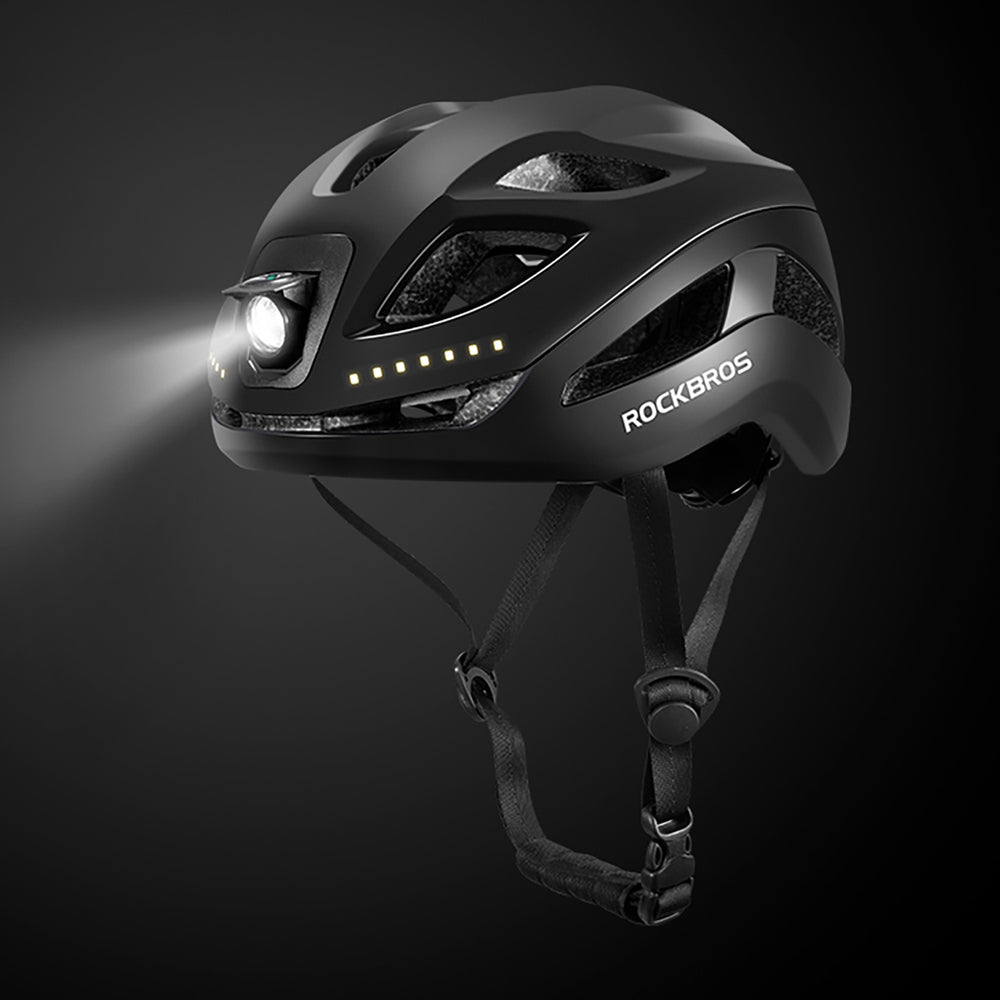 Rockbros ZK-077 cykelhjelm med integreret tværgående belysning 57-61 cm - sort