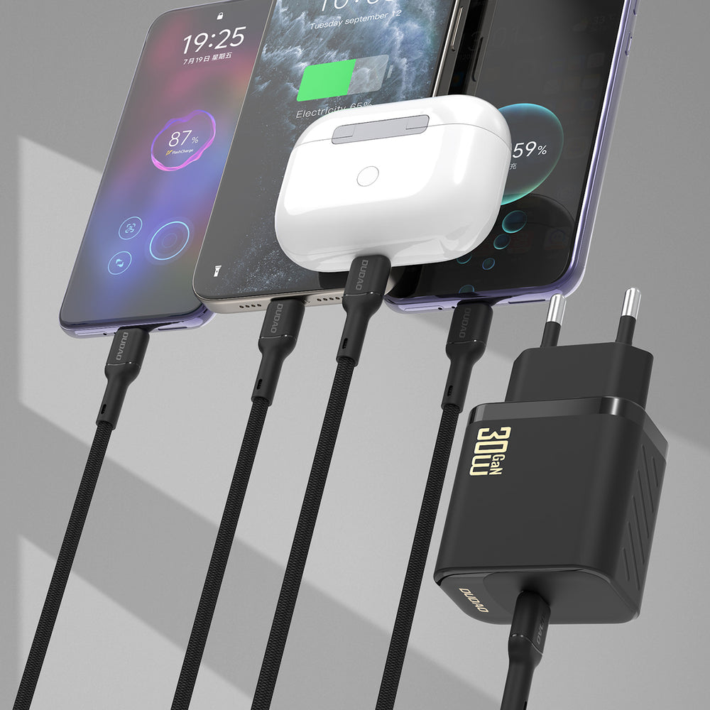Dudao A27PCEU PD 30W GaN USB-C Wall Charger med USB-C kabel - hvid