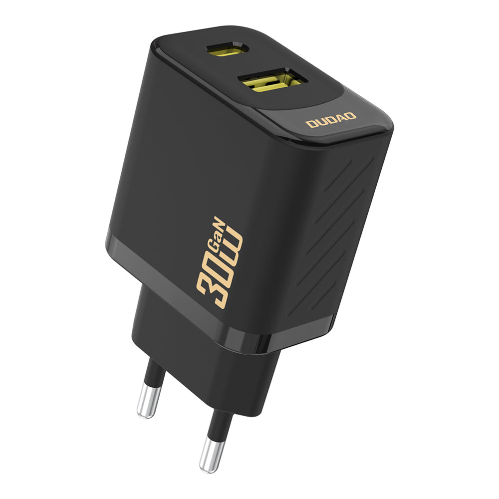 Dudao A27TEU PD 30W GaN USB-A USB-C Wall Charger - sort
