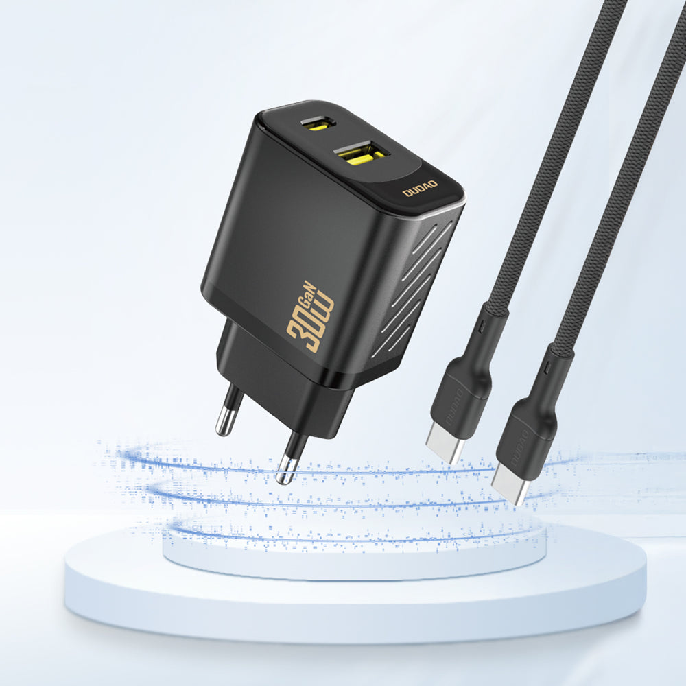 Dudao A27TEU PD 30W GaN USB-A USB-C Wall Charger - sort
