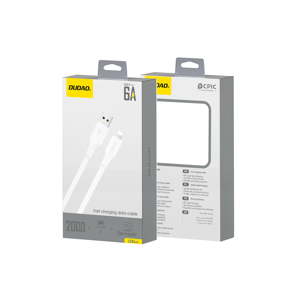 Dudao L2sL USB-A - Lightning 6A Kabel 1,2 m - Hvid
