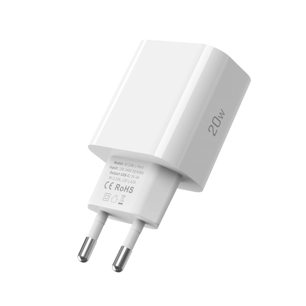 Tech-Protect NC20W Wall Charger med 100 cm USB-C / Lightning Cable - hvid