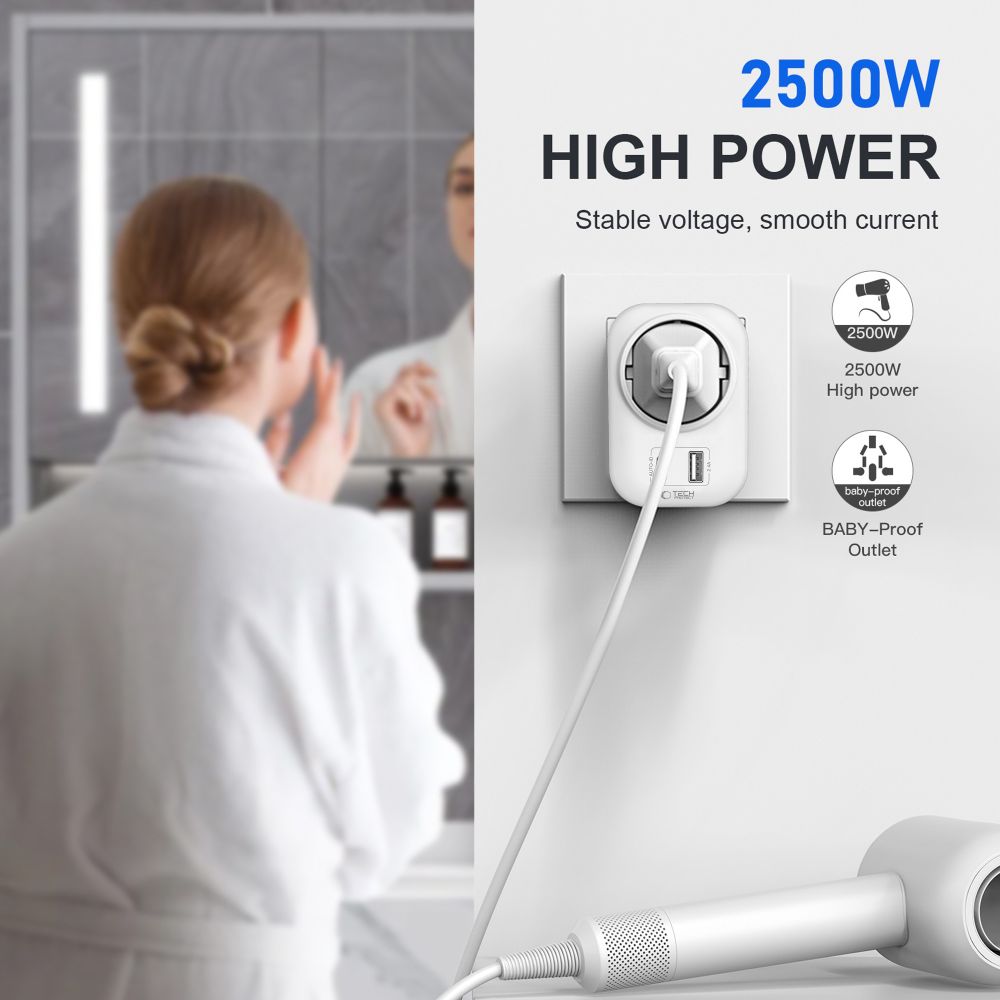 Tech-Protect TA100 US Adapter - hvid