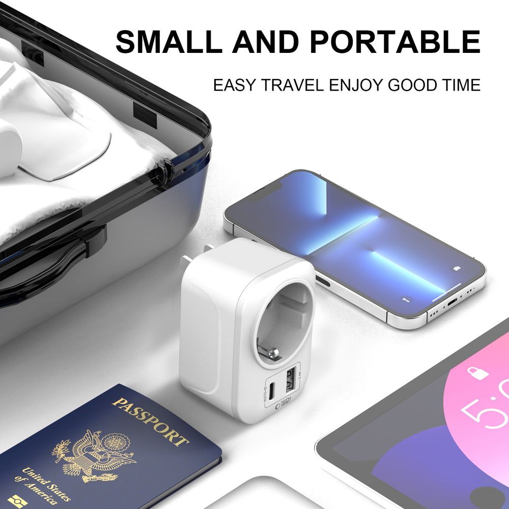 Tech-Protect TA100 US Adapter - hvid
