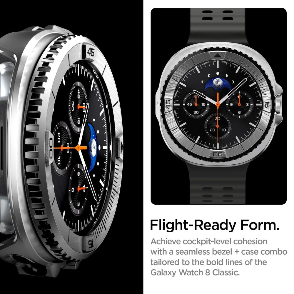 Spigen Bezel Tune Pro Pilot Cover til Samsung Galaxy Watch 8 Classic 46mm - Sølv
