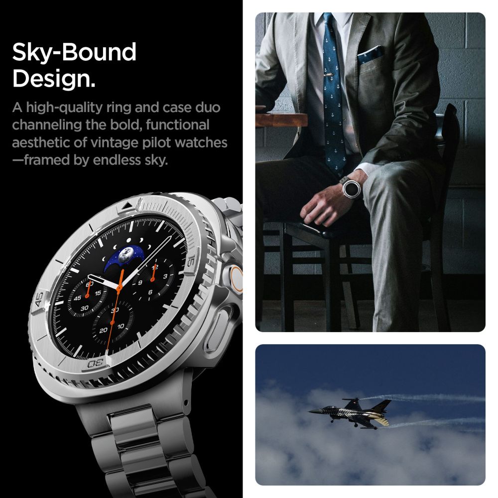 Spigen Bezel Tune Pro Pilot Cover til Samsung Galaxy Watch 8 Classic 46mm - Sølv