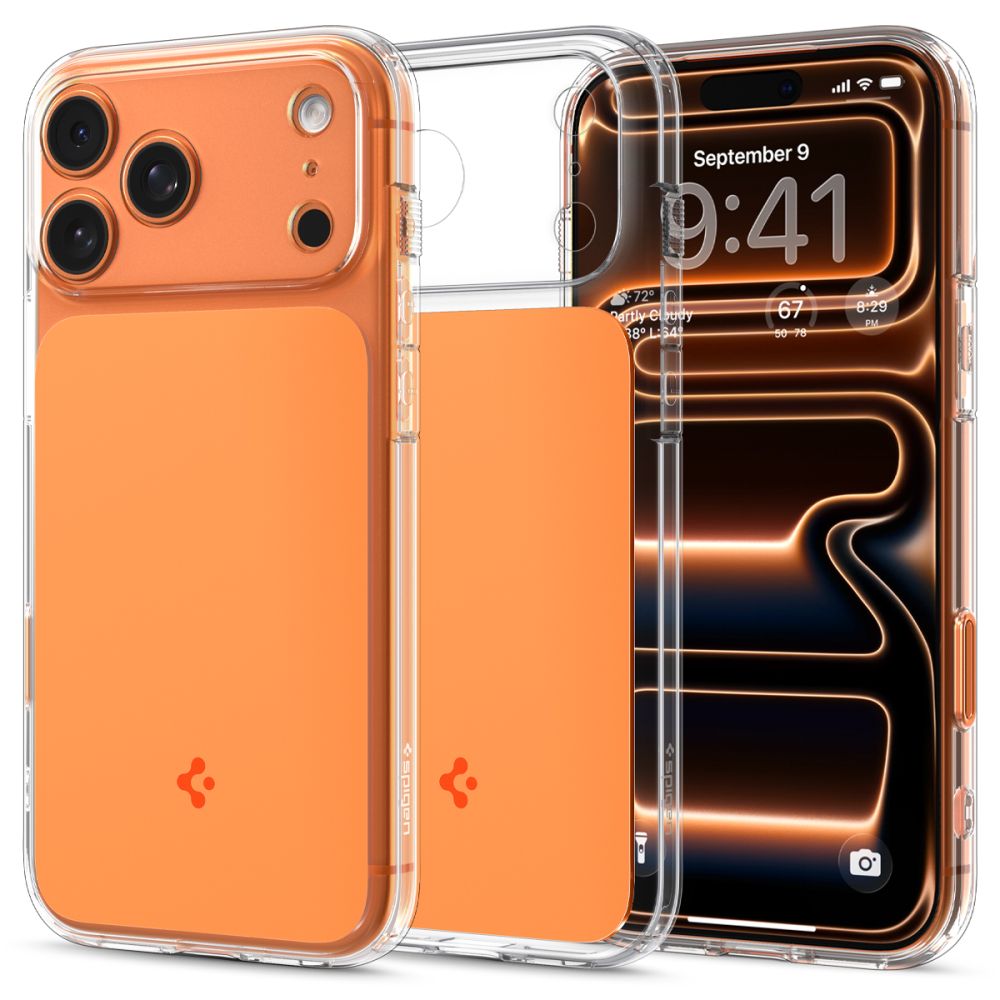 Spigen Thin Fit MagSafe Case til iPhone 17 Pro Max - Clear Orange