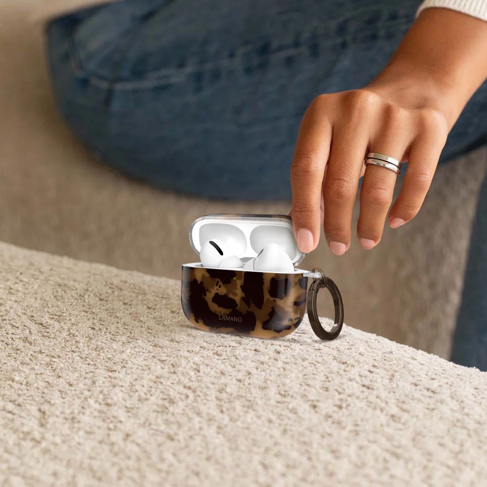 Tech-Protect Lamano-kasse til AirPods Pro 3 - sort og brun