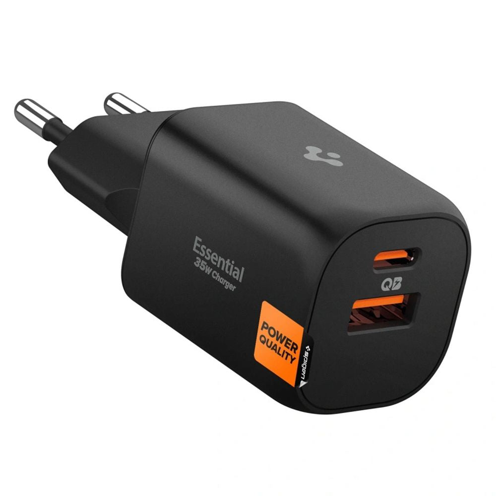 Spigen Essential EE352EU USB-C / USB-A 35W Wall Charger - sort