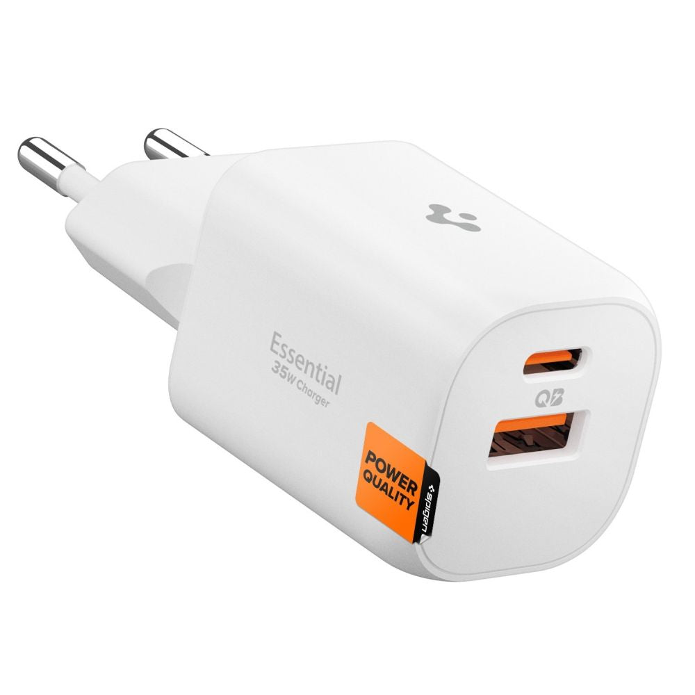 Spigen Essential EE352EU USB-C / USB-A 35W vægoplader - hvid