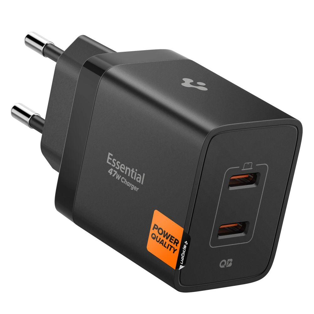 Spigen Essential EE472EU 2-port USC-C 47W vægoplader - sort