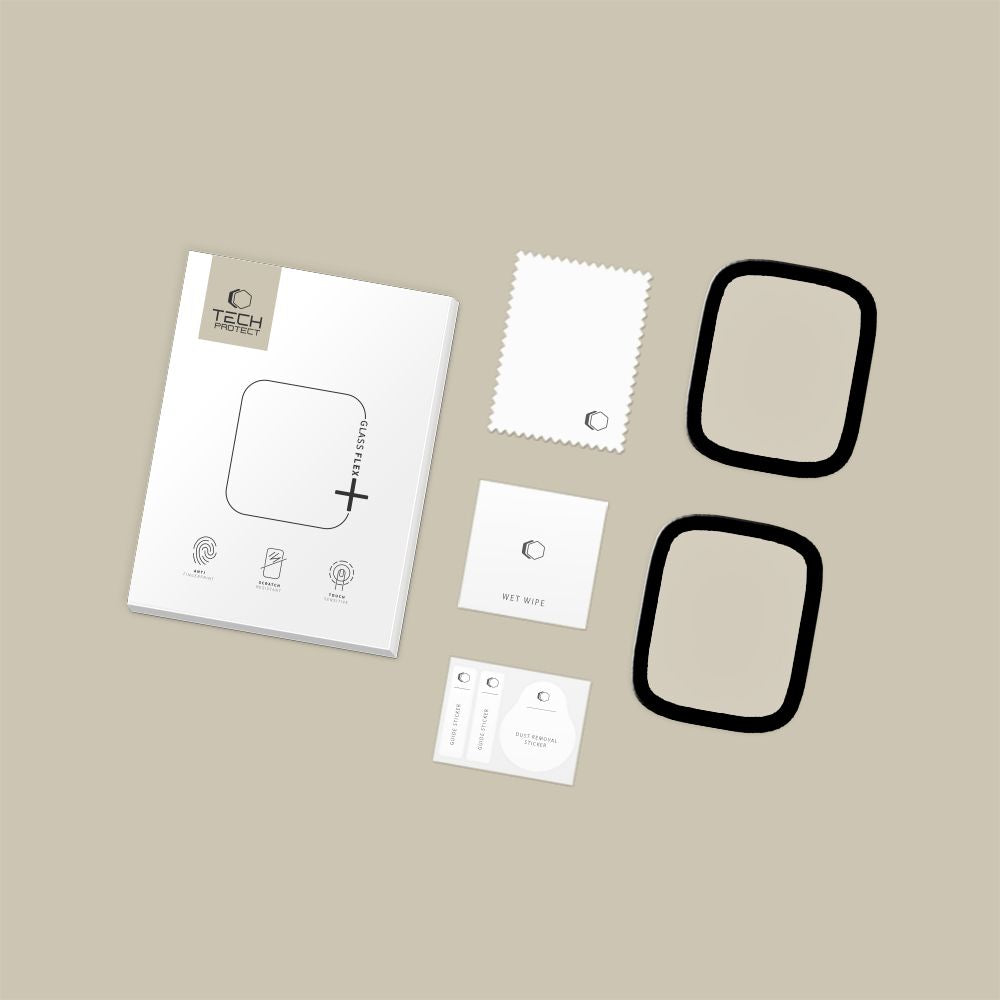 Tech-Protect Glass Flex+ 2-pakke til Apple Watch 44 mm - sort