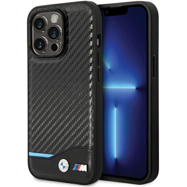 BMW læder Carbon Case til iPhone 13 Pro Max - sort