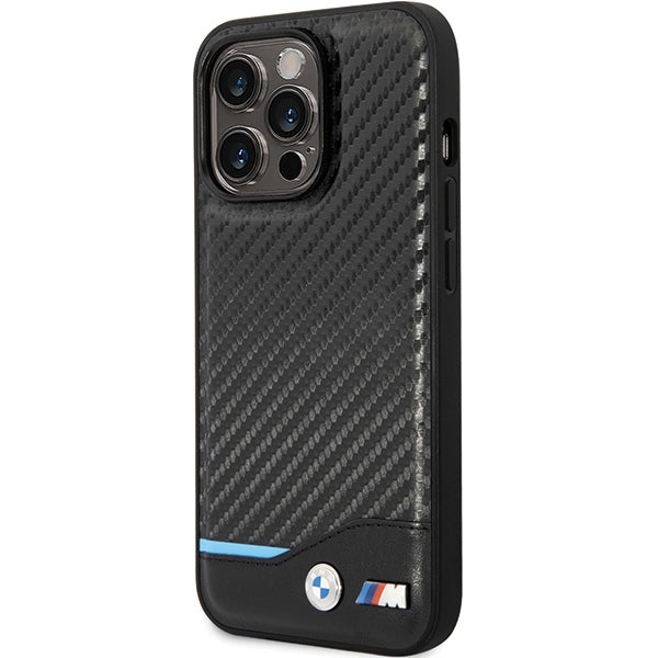 BMW læder Carbon Case til iPhone 13 Pro Max - sort