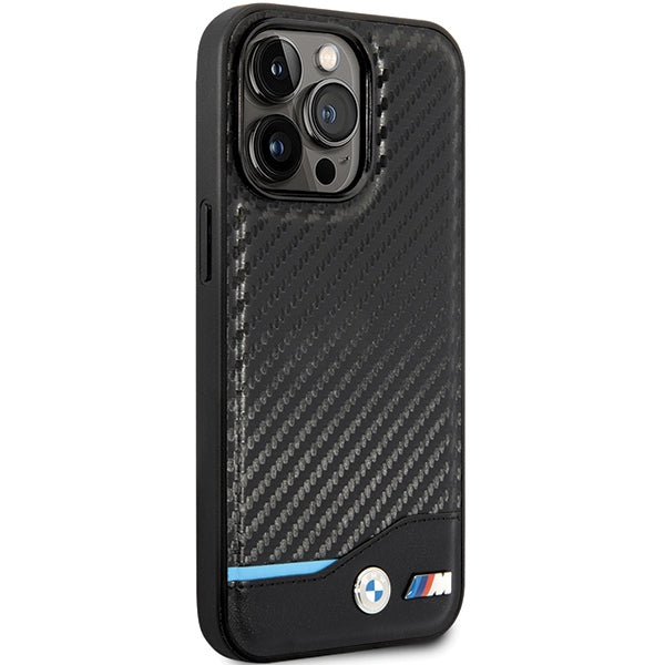 BMW læder Carbon Case til iPhone 13 Pro Max - sort