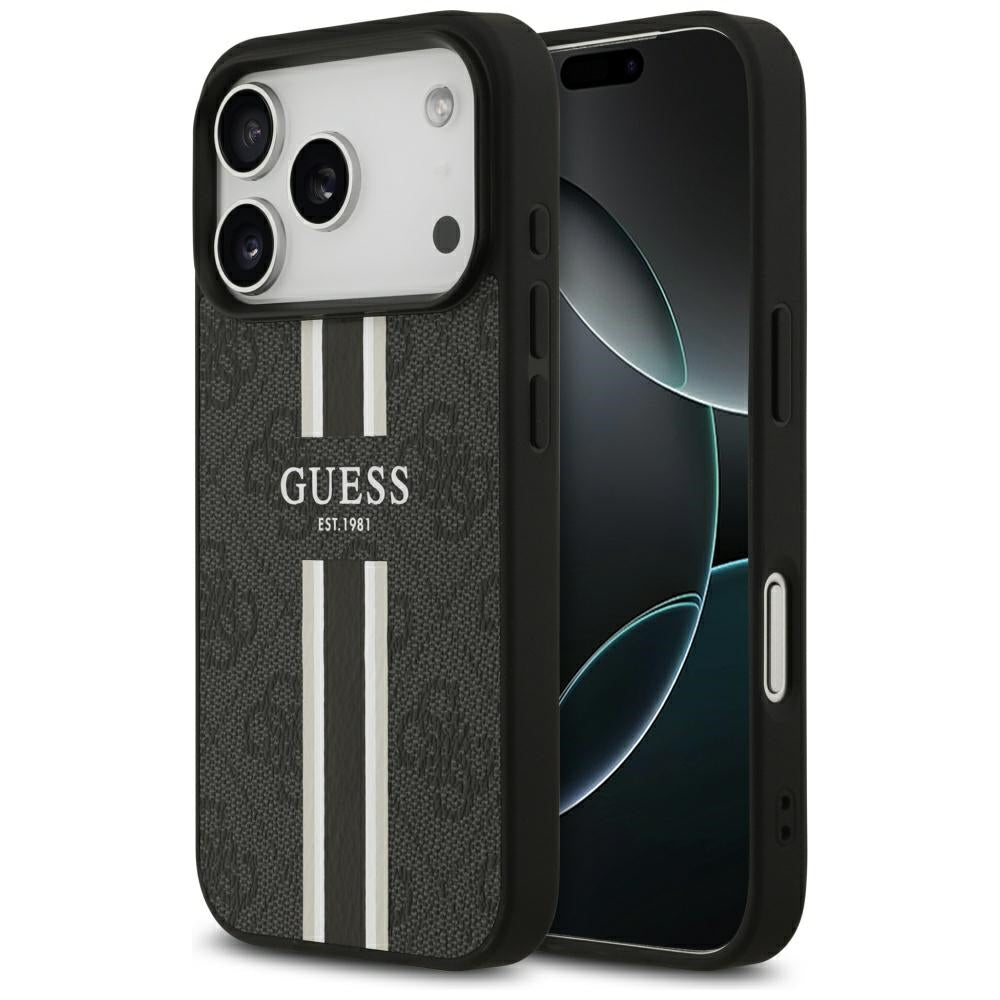 Guess 4G Printed Stripes MagSafe case til iPhone 17 Pro - sort