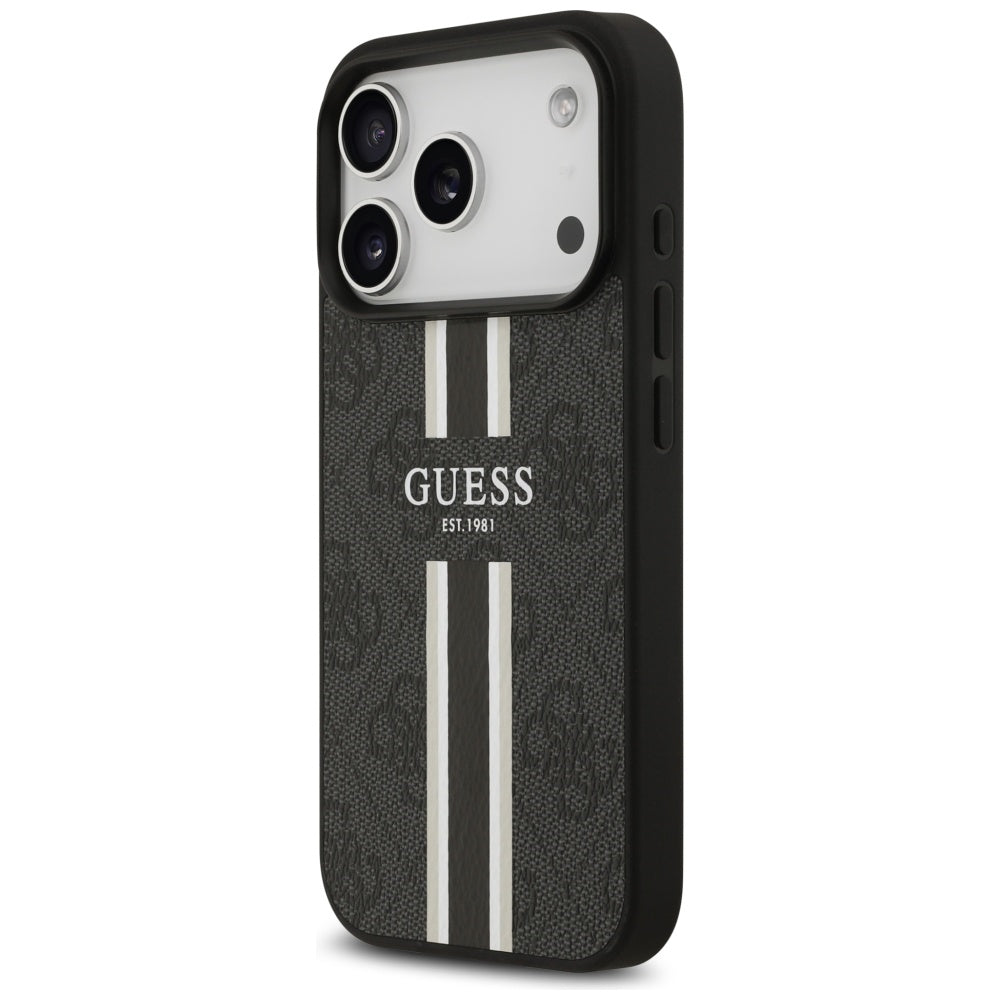 Guess 4G Printed Stripes MagSafe case til iPhone 17 Pro - sort