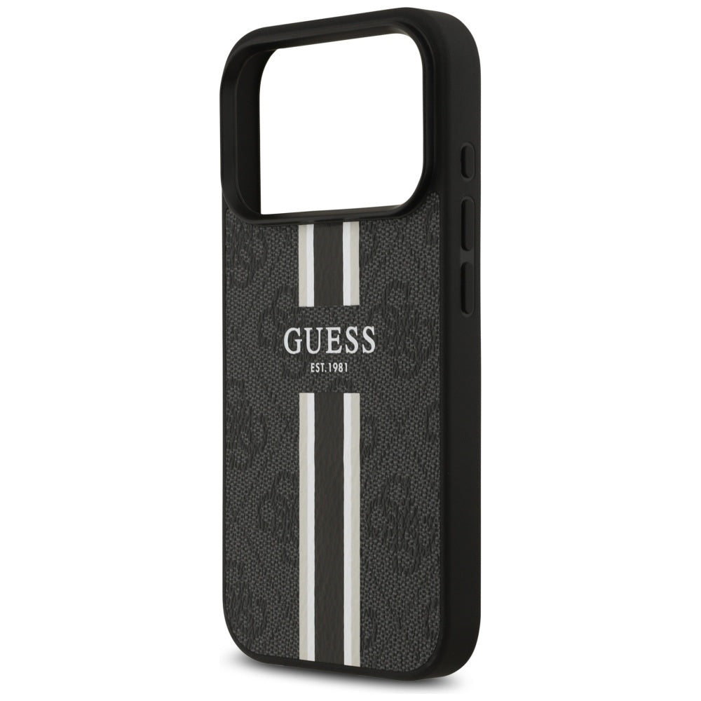 Guess 4G Printed Stripes MagSafe case til iPhone 17 Pro - sort