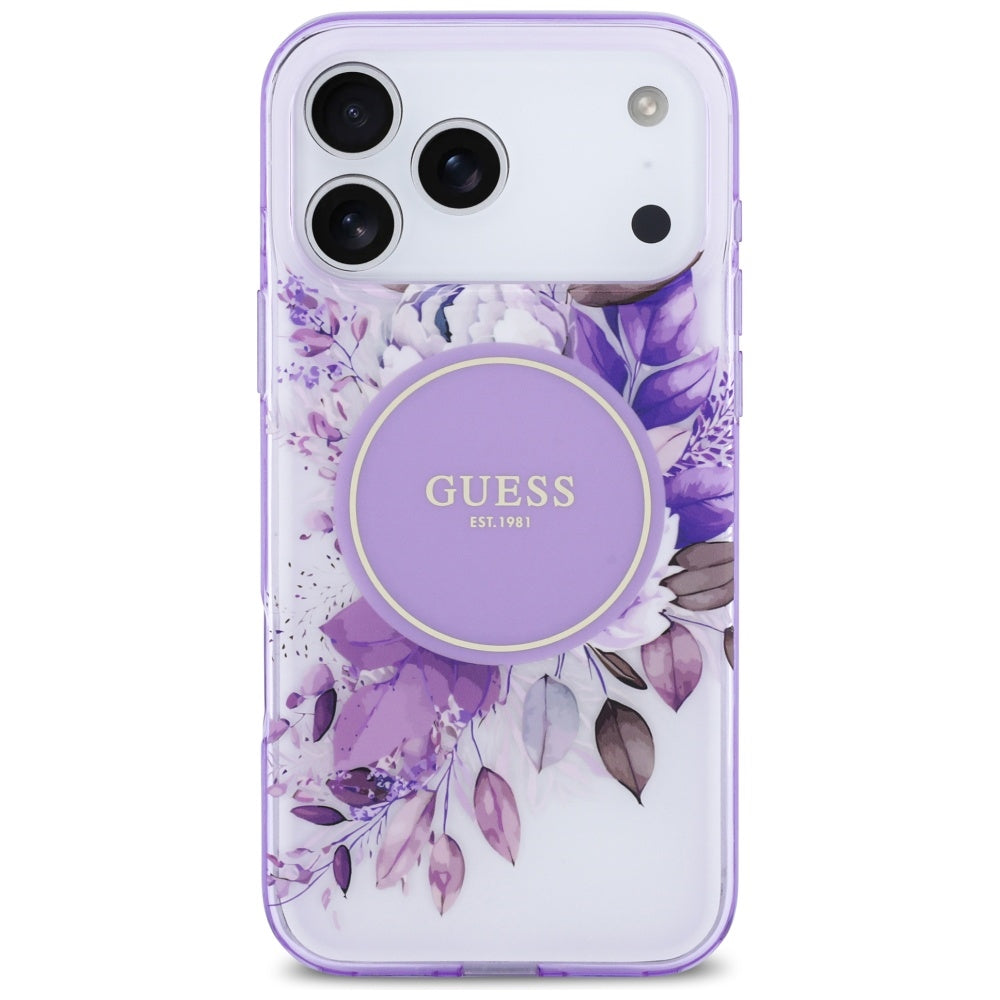 Guess IML Flower & Tonal Circle MagSafe-hylster til iPhone 17 Pro Max - lilla