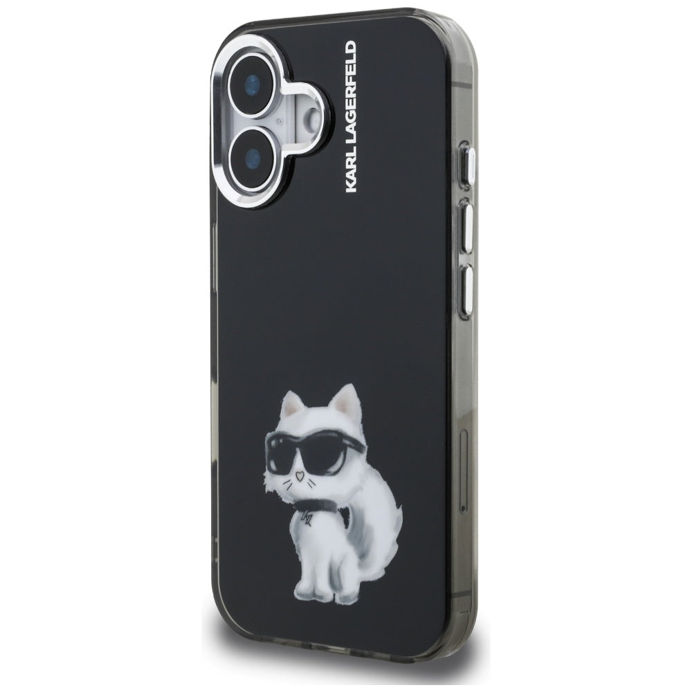 Karl Lagerfeld IML Aquarelle Choupette & Logo iPhone 16 Case - sort